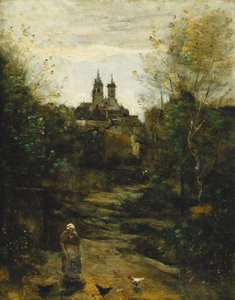 سمور الطريق إلى الكنيسة. Semur ، Le Chemin de l "Eglise ، c.1855-1860 و 1872-1873 بواسطة جان بابتيست كميل كوروت