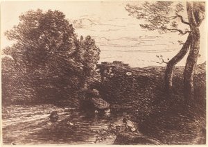 حمام الراعي ، حمام الراعي ، 1853. بواسطة جان بابتيست كميل كوروت