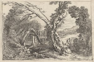 رجل وامرأة يحفران ، لوحة من "كتاب جديد من لاندسكبس" ، 1637
