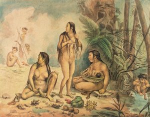 السكان الأصليون في كانتاجالو ، حوالي عام 1826 (ألوان مائية على الورق) (انظر أيضًا 177054) بواسطة جان بابتيست ديبرت