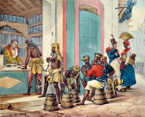 العبيد المهملون الذين يشترون التبغ من متجر التبغ في ريو دي جانيرو ، 1835