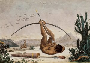 الرماة الأصليون ، رسم توضيحي من الرحلات في داخل البرازيل ، 1834 بواسطة جان بابتيست ديبرت