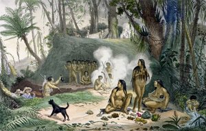 قرية كابوكليس في كانتاجالو ، من "فوياج بيتوريسك إيه هيستوريك أو بريسيل" ، نُشر عام 1839 (انظر أيضًا 113079) بواسطة جان بابتيست ديبرت
