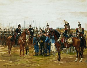 قبيلة كويراسيرز الفرنسية تحتجز الجنود البافاريين ، 1875 بواسطة جان بابتيست إدوارد التفاصيل