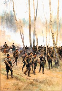 جندي في الأمام ، 1885 (مرحاض ، حبر أسود ولون جسم على ورق) بواسطة جان بابتيست إدوارد التفاصيل