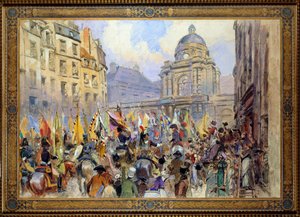 الاستسلام إلى مجلس شيوخ الكؤوس بعد معركة أولم وأوسترليتز في عام 1806 إسكيس لوحة مائية بقلم إدوارد ديتايل (1848-1912) بواسطة جان بابتيست إدوارد التفاصيل