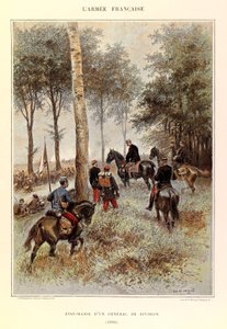 أنواع وأزياء الجيش الفرنسي للكابتن جول ريتشارد ، التي رسمها إدوارد ديتايل (1848-1912): طاقم فرقة عامة في عام 1884 ، مجموعة خاصة بواسطة جان بابتيست إدوارد التفاصيل