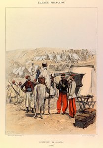 أنواع وأزياء الجيش الفرنسي للكابتن جول ريتشارد ، التي رسمها إدوارد ديتايل (1848-1912): معسكر الزواف في عام 1886 ، مجموعة خاصة بواسطة جان بابتيست إدوارد التفاصيل