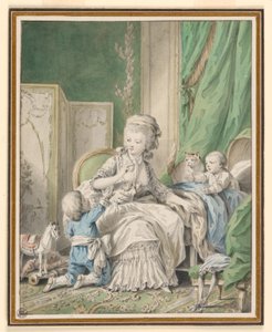 رسم، أم وطفلان في مخدع، ربما 1782