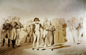 الإمبراطور نابليون الأول (1769-1821) والإمبراطورة جوزفين دي بوهارنيه يزوران مصنع النسيج الخاص بالسيد أوبيركامبف في جوي في 20/06/1806 التفاصيل. رسم جان بابتيست إيسابي (1767-1855) 1806 صن. 1،28x1،45 م فرساي ، متحف القصر بواسطة جان بابتيست إيسابي