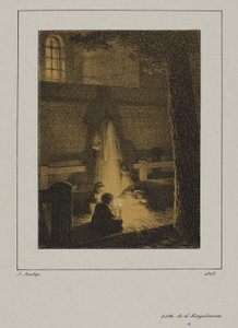 مجموعة من الأطفال حول شمعة بواسطة Jean-Baptiste Isabey