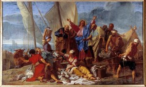 تخبر الخطيئة المعجزة التي أقامها يسوع الرسول أفضل مكان للخطيئة. رسم جان جوفينيه (1644-1717) 1706 صن. 3،92x6،64 م بواسطة جان بابتيست جوفينيه