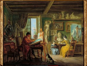ورشة الرسام لوحة رسم جان بابتيست لالاماند (1710-1803) القرن الثامن عشر ديجون ، متحف الفنون الجميلة بواسطة جان بابتيست لالماند
