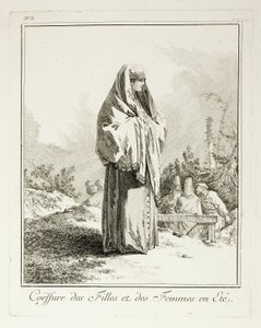 غطاء الرأس للفتيات والنساء في الصيف ، اللوحة الثالثة من Divers Habillements des Peuples du Nord بواسطة جان بابتيست لو برنس