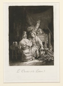 ملهى La Vertu au (الفضيلة في الملهى) و Le charretier et la laitiere (كارتر وامرأة الألبان) بواسطة جان بابتيست لو برنس