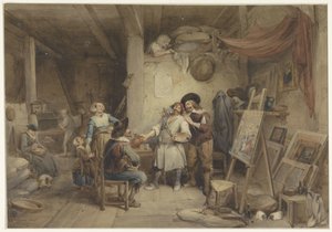Adriaen Brouwer مع تلميذه J. van Craesbeek بواسطة جان بابتيست مادو
