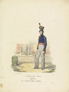 ضابط مدفعية ، 1820-1825 الجيش الهولندي ضابط المدفعية Nat.le Militie (العنوان على الكائن) الأزياء العسكرية لمملكة هولندا. إهداء لسعادة ويليم فان بيلاندت (عنوان المسلسل على الكائن)