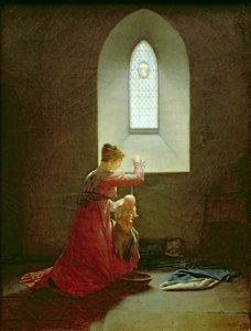 Genevieve of Brabant يعمد ابنها في السجن بواسطة جان بابتيست ماليت