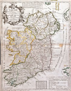 خريطة مملكة أيرلندا ، مخصَّصة لماري ديستي (1658-1718) ، ملكة إنجلترا واسكتلندا وأيرلندا (نقش بواسطة جان بابتيست نولين