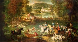 الصيد في Saint-Jean Pond في غابة Compiegne ، قبل 1734 بواسطة جان بابتيست أودري