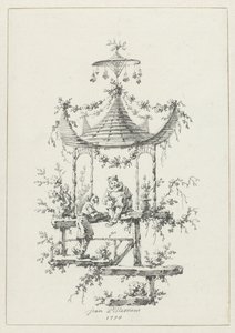 تكوين زخرفي بأسلوب صيني تصميمات زخرفية على الطراز الصيني لـ Deuxième Cahier de six Baraques Chinoises (عنوان السلسلة) بواسطة جان بابتيست بيلمينت