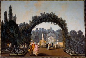 منظر لحدائق بنفيكا في لشبونة عام 1785 رسم جان بيلمينت (1728-1808) باريس ، فنون زخرفية بواسطة جان بابتيست بيلمينت