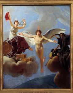 La Liberte ou la Mort Allegorie de la Liberte على اليسار ، مغطاة بـ Diademe de la Reason ، تراث Siecle des Lumieres. بيدها اليسرى ، كانت تمسك بالمربع وسلك الرصاص يرمزان إلى المساواة في المواطنة. يجسد قيم t بواسطة جان بابتيست ريغنولت