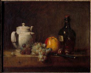 زبيب La teiere blanche avec لوحة بقلم جان بابتيست سيميون شاردان (1699-1779) القرن الثامن عشر بواسطة جان بابتيست سيميون شاردان