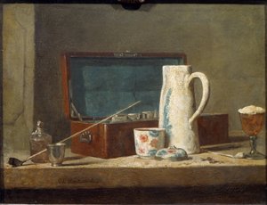 الأنابيب وأوعية الشرب (تسمى أيضًا La Tabagie) - زيت على قماش بواسطة جان بابتيست سيميون شاردان