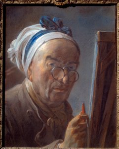 بورتريه ذاتي في لوحة الباستيل للحامل بواسطة جان المعمدان سيميون شاردان (1699-1779) 1779 بواسطة جان بابتيست سيميون شاردان