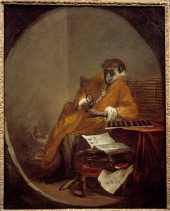 القرد العتيق. تمثيل قرد في وضعية الرجل. لوحة جان بابتيست سيميون شاردان (1699-1779) بواسطة جان بابتيست سيميون شاردان
