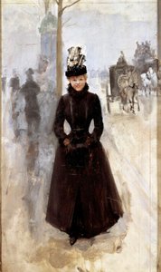 Parisienne sur le boulevard أو امرأة ذات كم لوحة رسمها جان بيرود (1849-1935) جولات القرن التاسع عشر ، متحف الفنون الجميلة بواسطة جان بيرود