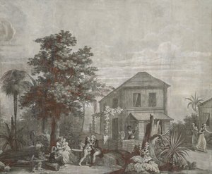 Family Time ، لوحة خلفية من سلسلة "Paul et Virginie" ، بواسطة Dufour & Cie ، حوالي 1823 بواسطة جان بروك