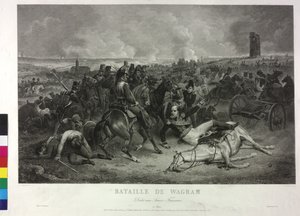 في معركة واجرام في الخامس والسادس من يوليو 1809 (نقش نحاسي) بواسطة جان تشارلز (بعد) لانجلوا