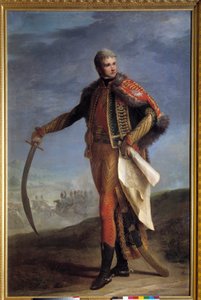Portrait in foot of Jean Lannes (1769-1809) Duke of Montebello, marechal of Empire Painting by Jean Charles Nicaise Perrin (1754-1831). 1804-1809. Dim. 2,1x1,4 m. - Full-length portrait of Jean Lannes (1769-1809) Duke of Montebello, Marshal of the Empire.  بواسطة جان تشارلز نيكيز بيرين
