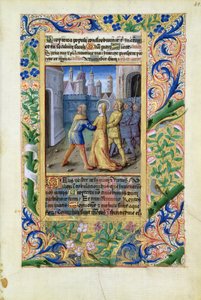 السيدة لات. QvI126 f.45 يهودية تحت سيطرة الآشوريين ، من كتاب ساعات لويس دورليانز ، ١٤٩٠ بواسطة جان كولوم