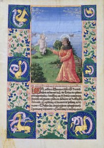 السيدة لات. QvI126 f.94v Louis of Orleans (1462-1515) يصلي قبل المسيح الطفل ، من كتاب ساعات Louis dOrleans ، 1469 بواسطة جان كولوم