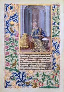 السيدة لات. QvI126 f.98v سانت مارك ، من كتاب ساعات لويس دورليانز ، 1469 بواسطة جان كولوم
