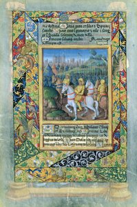 السيدة لات. QvI126 fol.28v جيش بني إسرائيل ، من كتاب ساعات لويس دورليانز ، 1490 بواسطة جان كولوم