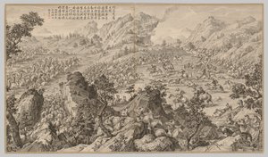 المعركة في Aerchuer: من مشاهد المعركة لقمع التمرد ... ، ج. 1765-1774 ، قصيدة مؤرخة في 17 بواسطة جان داماسين سالوستي