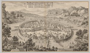خان بادا شان يقدم الجزية: من مشاهد المعركة لقمع التمرد ، ج. 1765-177 بواسطة جان داماسين سالوستي