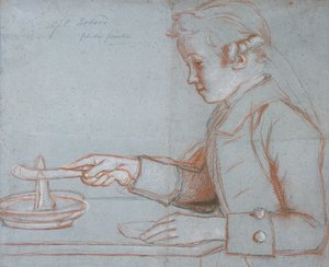 جان إتيان ليوتارد ، نجل الفنان في الإفطار ، c.1770 (أحمر ، أسود وأبيض طباشير على ورق أزرق) بواسطة جان اتيان ليوتارد