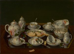 الحياة الساكنة: طقم الشاي ، c.1781-3 (زيت على قماش مركب على متن)
