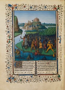 Battle of the Maccabees against Bacchides, miniature Ms fr 247 folio 270 بواسطة جان فوكيه