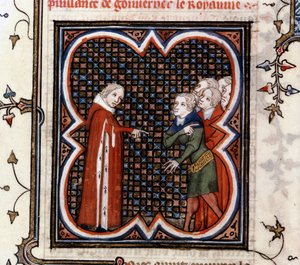 إتيان مارسيل ، أحد قادة تجار باريس ، أخبره الملك يوحنا الثاني الصالح (1319-1364) من فرنسا أن يحترم "النظام الكبير" لعام 1357 ووبخ على سلوكه ، في "سجلات فرنسا الكبرى" بواسطة جان فوكيه (1420-1481) ، ج. 1460 بواسطة جان فوكيه