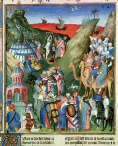الاب 247 ص 49 تومي 1 عبرانيين في الصحراء ، تصوير من كتاب "Antiquites Judaiques" ، ج 1470 بواسطة جان فوكيه