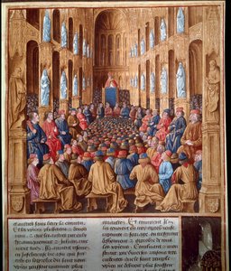 البابا أوربان الثاني (1042-1099) يبشر بالحملة الصليبية الأولى في مجلس كليرمون بفرنسا ، ويوحّد الفرسان والنبلاء والكاردينالات
