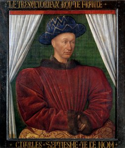 صورة لتشارلز السابع (1403-1461) ملك فرنسا. لوحة جان فوكيه (1420-1481) بواسطة جان فوكيه