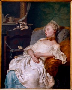 Le repos Painting by Jean Francois Colson (1733-1803) 1759 Sun. 0,92x0,72 m Dijon, Musee des Beaux Arts