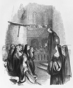 الوعظ أبيلارد في Paraclete ، التوضيح من "Lettres d&39;Heloise et d&39;Abelard" ، 1839 (النقش) (صور من وزن الجسم)